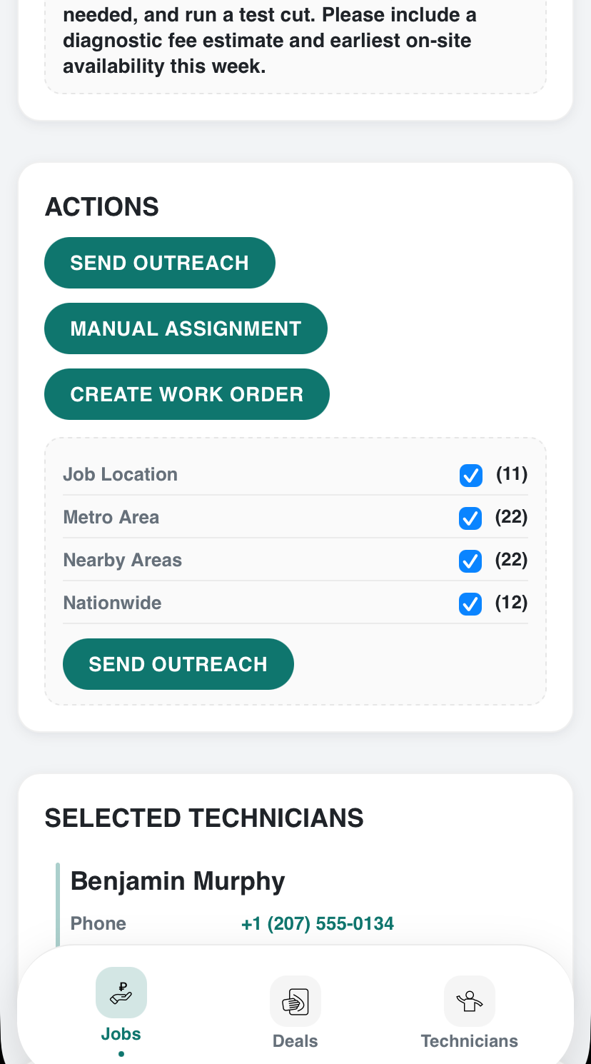 Send outreach controls with geographic levels in the TechPRO workspace